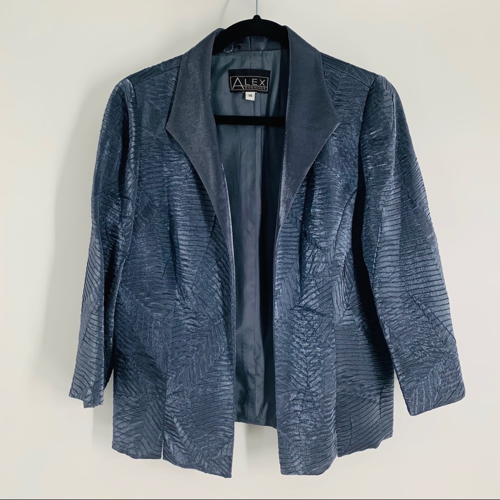 Alex Elegant Dark Heather Blue Blazer, Size 14